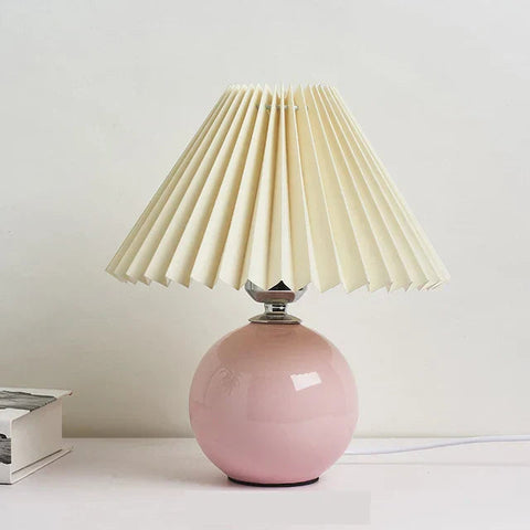 Lampa Plico | Lampka stołowa vintage | Plisowany abażur i ceramiczna podstawa
