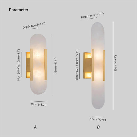 Kinkiet Livo | Lampa ścienna z alabastru | Nowoczesna forma wertykalna