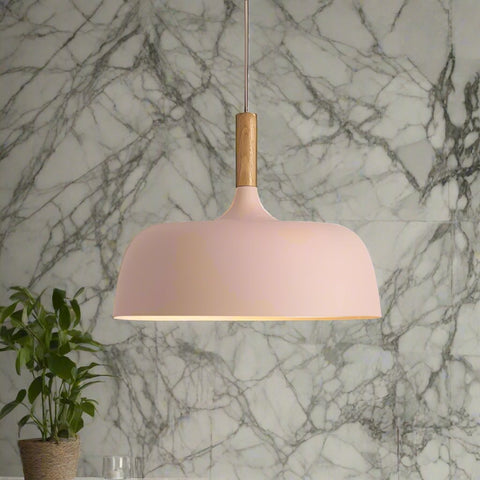 Nordika Dome | Lampa Wisząca LED | Styl Skandynawski z Drewnianym Akcentem