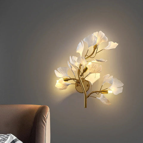 Gałązka Światła | Lampa Ścienna Dekoracyjna | Rzeźbione Kwiaty z Akrylu