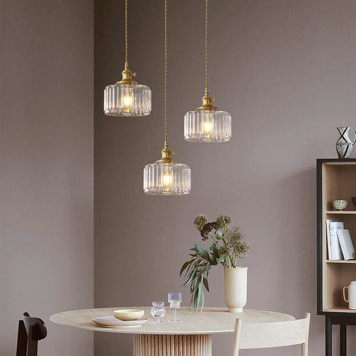 Vetro Zeno | Lampa wisząca szklana | Żłobiony klosz retro