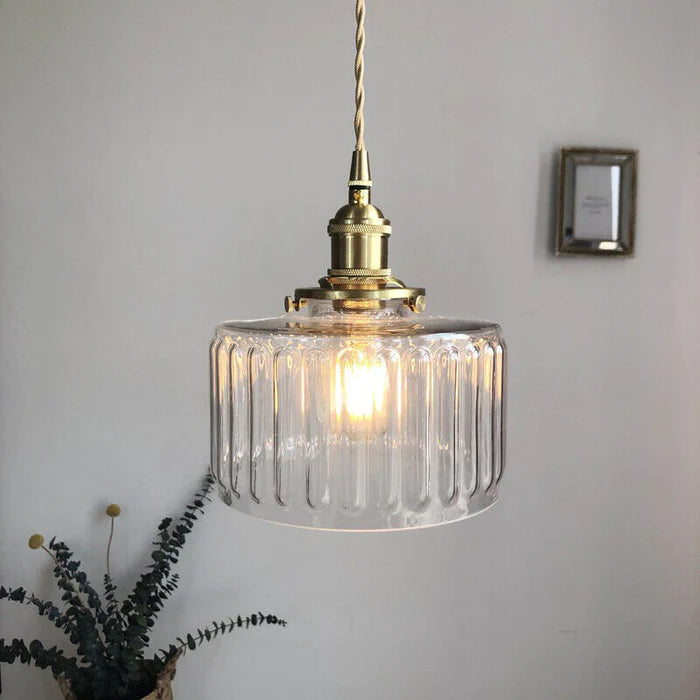 Vetro Zeno | Lampa wisząca szklana | Żłobiony klosz retro