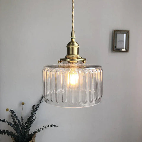 Vetro Zeno | Lampa wisząca szklana | Żłobiony klosz retro