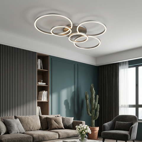 Lampa Sufitowa CircoLux | Nowoczesne Oświetlenie LED | Ściemnialne Pierścienie z Pilotem