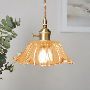 Flora Verde | Lampa wisząca szklana | Klosz w kształcie liścia
