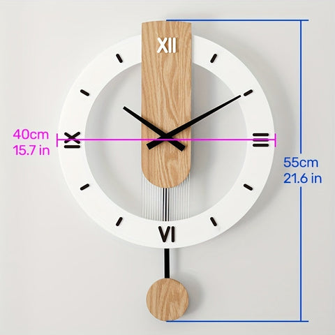 Zegar Ścienny Pendula | Nowoczesny Minimalizm | Drewno i Akryl