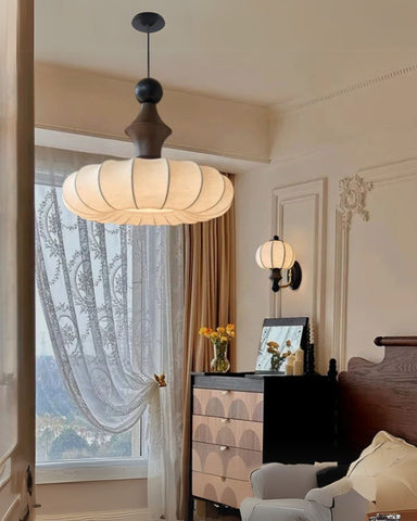 Lampa Wisząca Luno | Lampa sufitowa do salonu | Jedwabny klosz