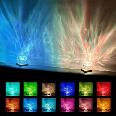 Projektor Świetlny OceanWave | Dekoracyjna Lampa LED | Drewno i Akryl
