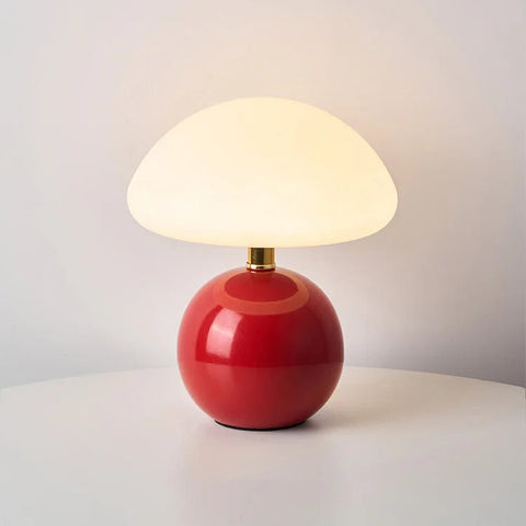 Lampka Creama | Lampka Stolikowa w Stylu Bauhaus | Ceramiczna Podstawa Grzybek