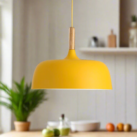 Nordika Dome | Lampa Wisząca LED | Styl Skandynawski z Drewnianym Akcentem