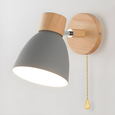 Kinkiet Tuli | Lampa Ścienna z Przełącznikiem Łańcuszkowym | Drewno i Metal