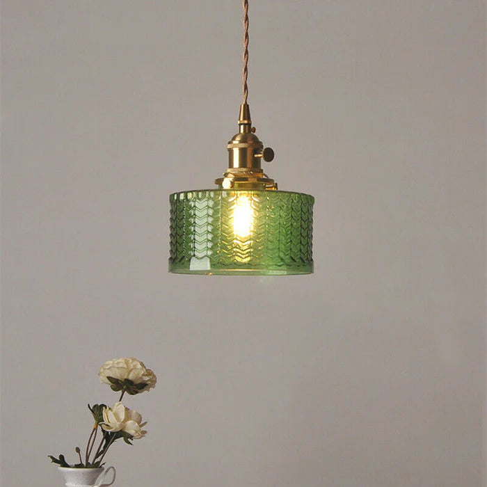 Vetro Zeno | Lampa wisząca szklana | Żłobiony klosz retro