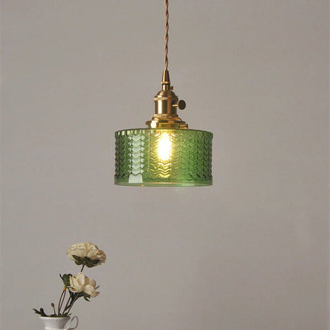 Vetro Zeno | Lampa wisząca szklana | Żłobiony klosz retro
