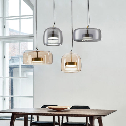 Lampa wisząca Elaya | Nowoczesne oświetlenie do salonu | Szkło i złoty akcent