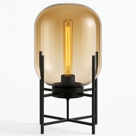 Lampa Podłogowa Riva | Lampa Stojąca | Szkło Dymione i Metal