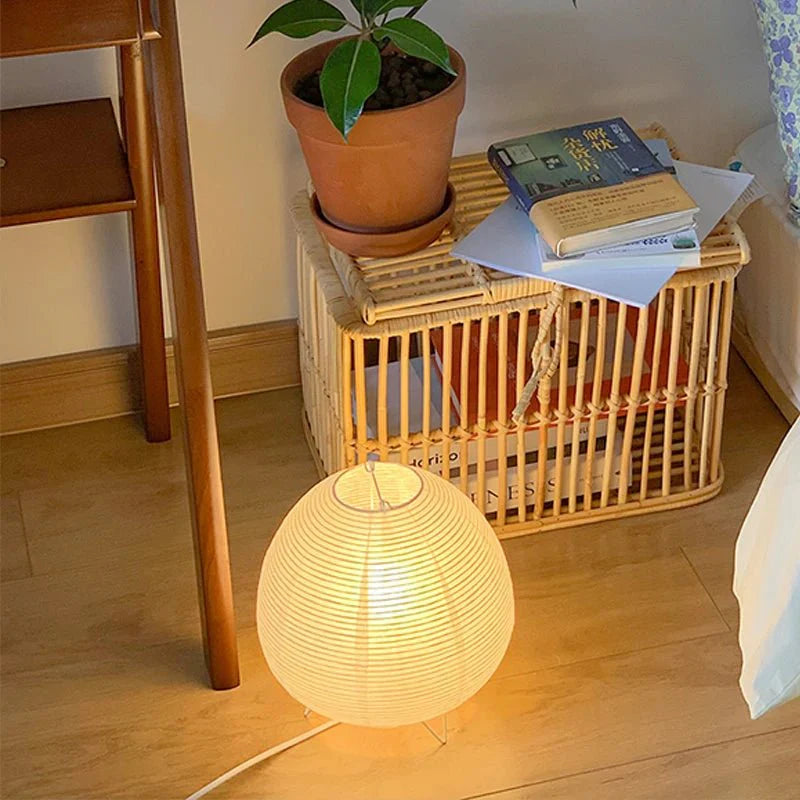 Lampa Stołowa Kumo | Japońska Lampa Papierowa | Styl Wabi-Sabi i Japandi