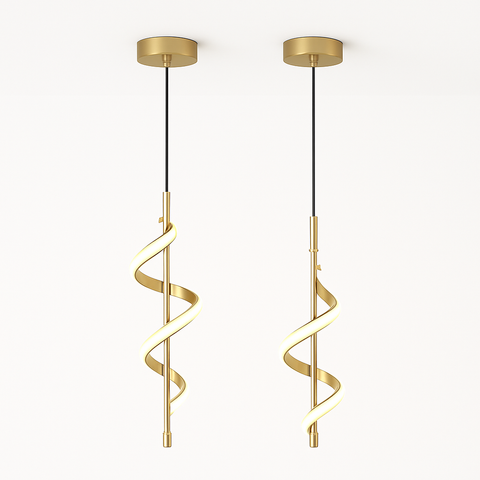Lampa Wisząca Elvora | Nowoczesne Oświetlenie LED | Spiralny Kształt w Złocie lub Czerni