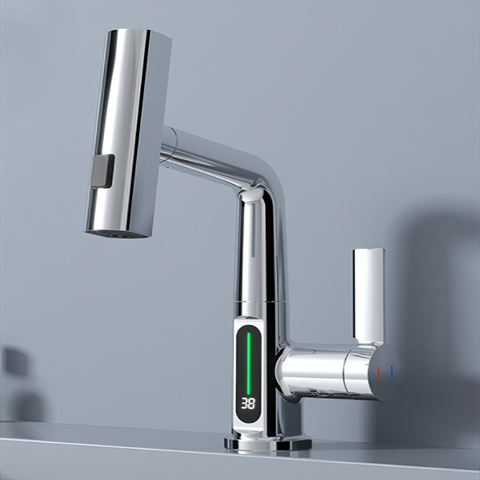 Kran z Wyświetlaczem LED | Inteligentna Bateria z Termometrem | 360° Wyciągana Wylewka
