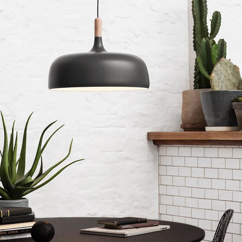 Nordika Dome | Lampa Wisząca LED | Styl Skandynawski z Drewnianym Akcentem