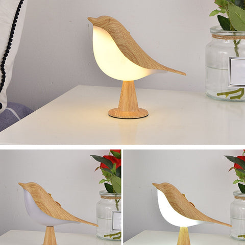 Birdy Glow | Lampka Nocna Dekoracyjna | Korpus Imitujący Drewno