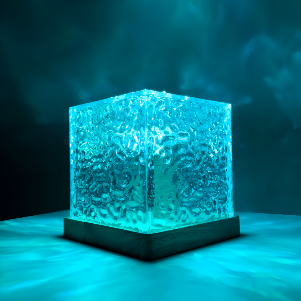 Projektor Świetlny OceanWave | Dekoracyjna Lampa LED | Drewno i Akryl