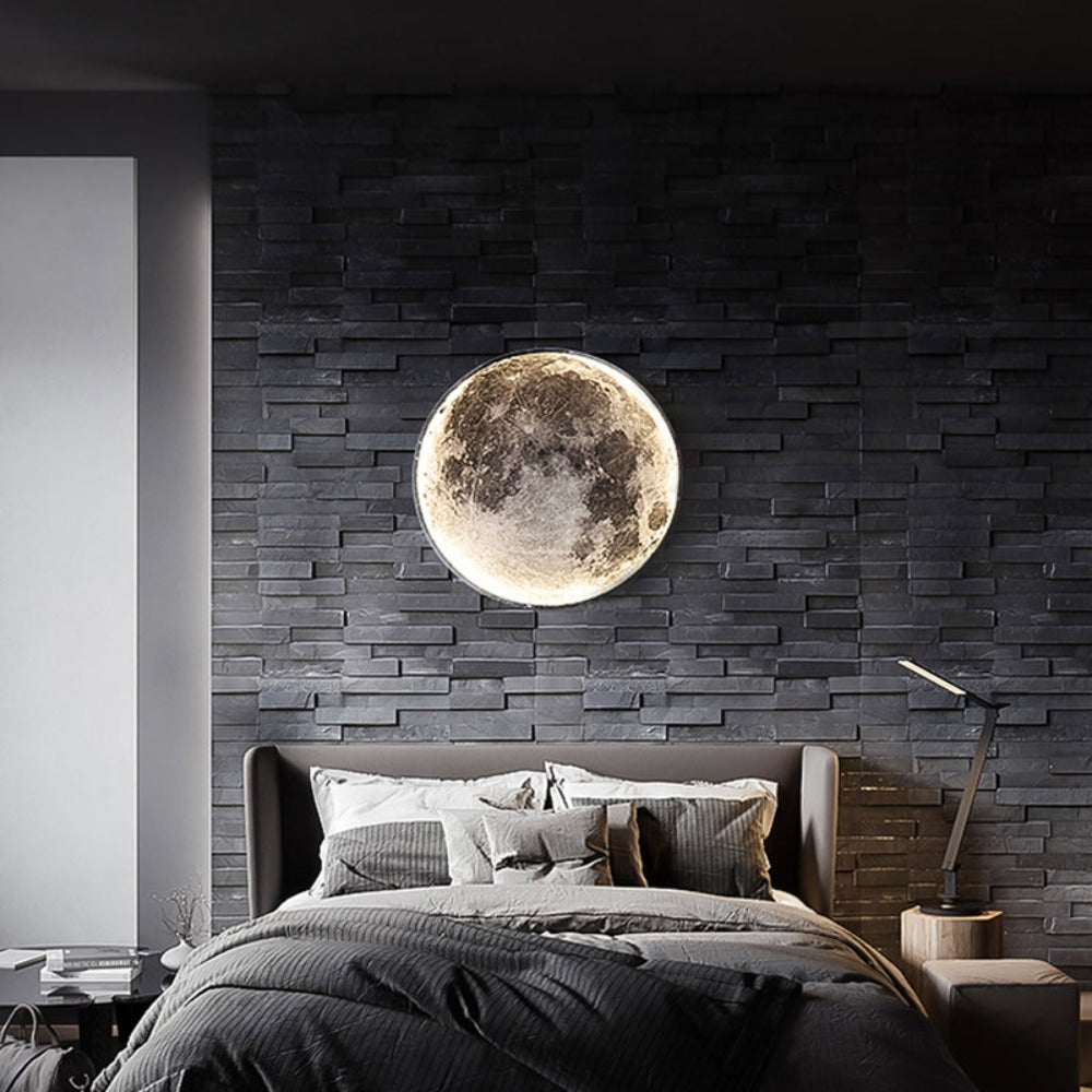 Lampa Ścienna Księżyc | Efekt 3D | LED ze Ściemniaczem i Pilotem