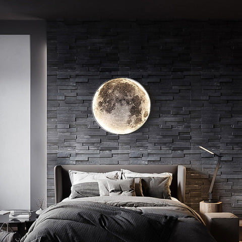 Lampa Ścienna Księżyc | Efekt 3D | LED ze Ściemniaczem i Pilotem
