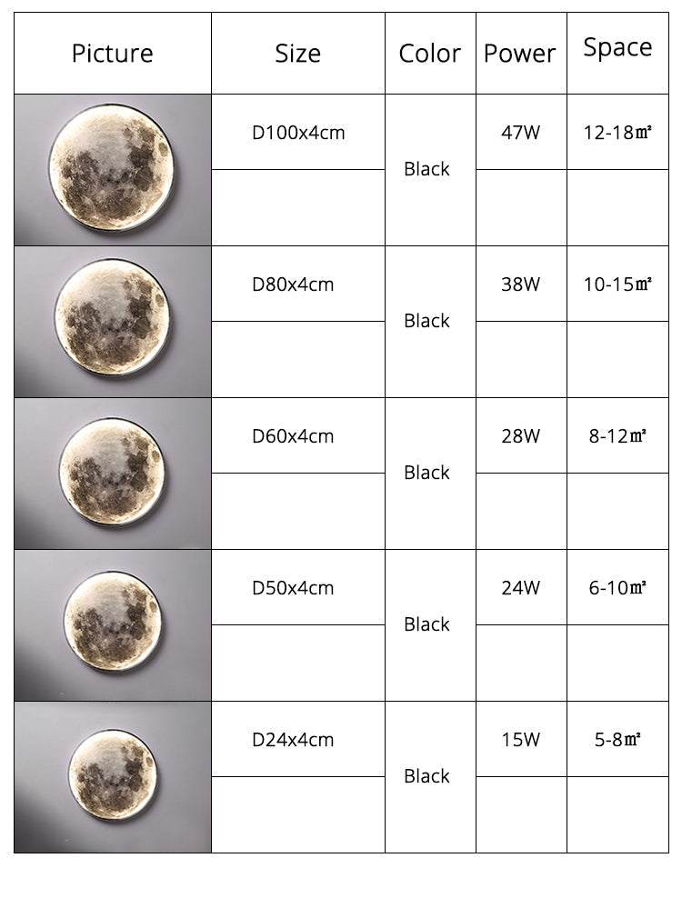 Lampa Ścienna Księżyc | Efekt 3D | LED ze Ściemniaczem i Pilotem