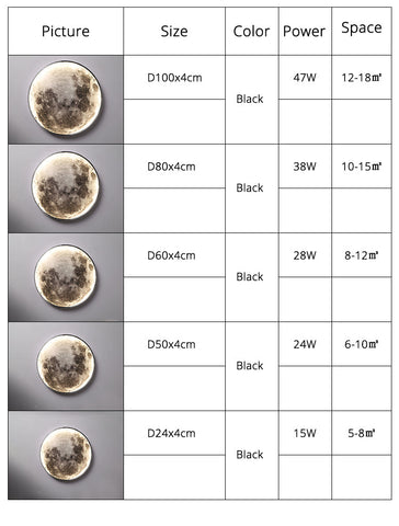 Lampa Ścienna Księżyc | Efekt 3D | LED ze Ściemniaczem i Pilotem