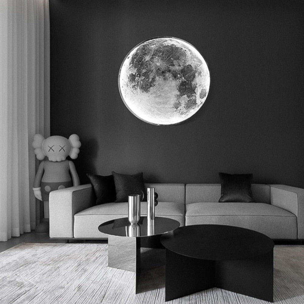 Lampa Ścienna Księżyc | Efekt 3D | LED ze Ściemniaczem i Pilotem