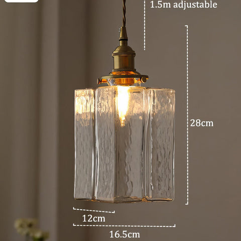 Prisma Trio | Lampa Wisząca Retro | Tłoczone Szkło i Złote Detale