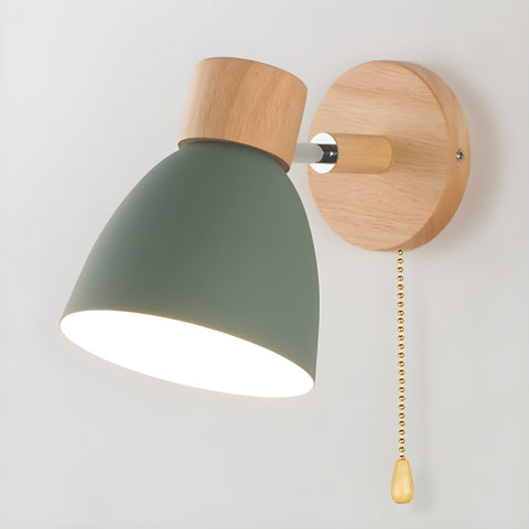 Kinkiet Tuli | Lampa Ścienna z Przełącznikiem Łańcuszkowym | Drewno i Metal