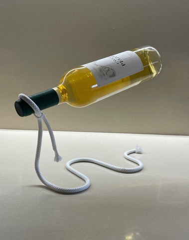 Levito Stojak na Wino | Dekoracyjny Uchwyt Butelki | Lina z Ukrytą Metalową Ramą