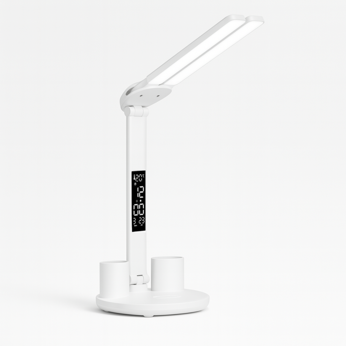 Lampa Biurkowa LED z Kalendarzem | Regulacja Światła i Pojemnik na Długopisy | Składana i Mobilna