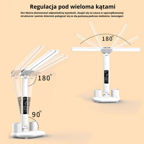 Lampa Biurkowa LED z Kalendarzem | Regulacja Światła i Pojemnik na Długopisy | Składana i Mobilna