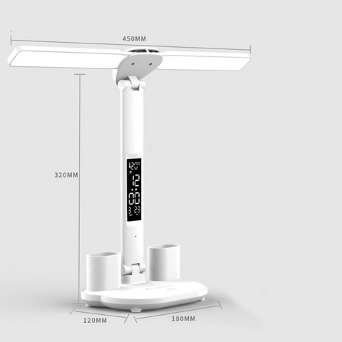 Lampa Biurkowa LED z Kalendarzem | Regulacja Światła i Pojemnik na Długopisy | Składana i Mobilna