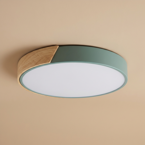 Plafon Liora | Lampa LED Sufitowa | Drewno i Kolorowy Akcent