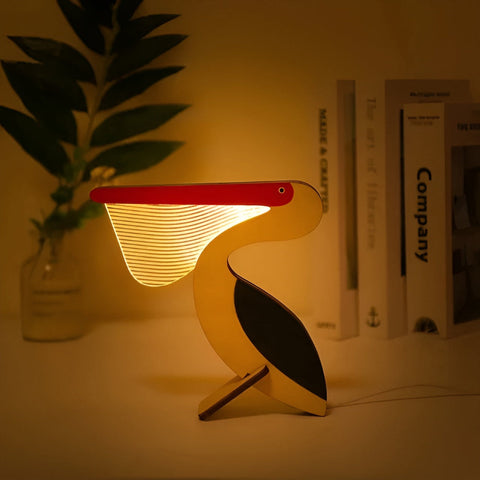 Lampka Dziecięca Tukan | Dekoracyjna Lampka Nocna | Drewno i Akryl LED