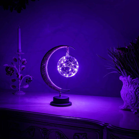 Lampa Enchanted Lunar | Lampka Dekoracyjna LED | Szklana Kula w Księżycu