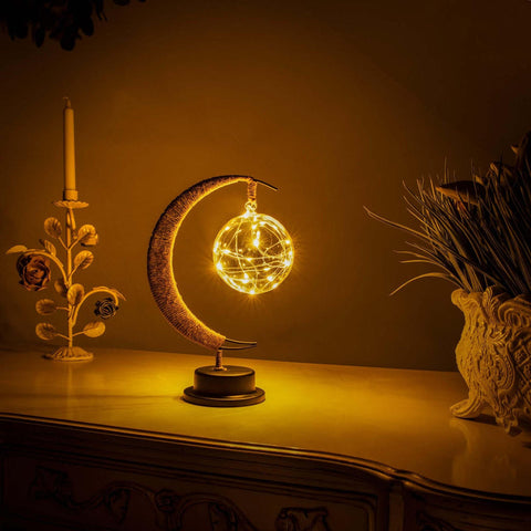 Lampa Enchanted Lunar | Lampka Dekoracyjna LED | Szklana Kula w Księżycu