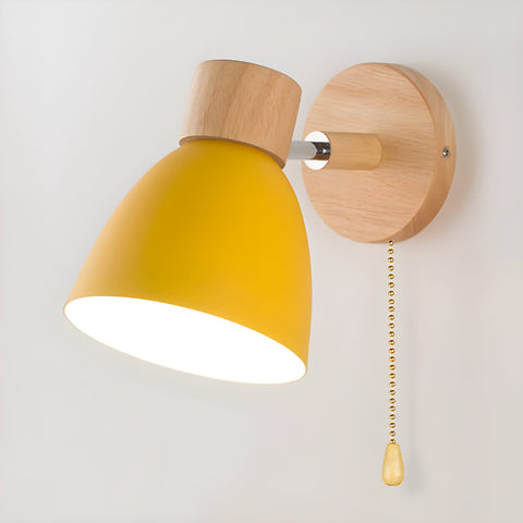 Kinkiet Tuli | Lampa Ścienna z Przełącznikiem Łańcuszkowym | Drewno i Metal