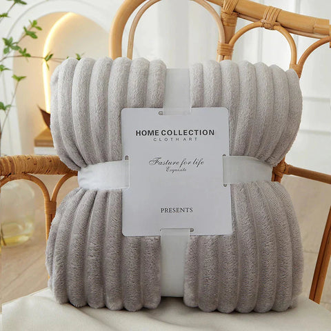 Koc CozyStripe | Koc Zimowy Dekoracyjny | Miękki Polar Flanelowy