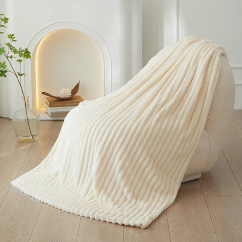 Koc CozyStripe | Koc Zimowy Dekoracyjny | Miękki Polar Flanelowy