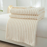 Koc CozyStripe | Koc Zimowy Dekoracyjny | Miękki Polar Flanelowy